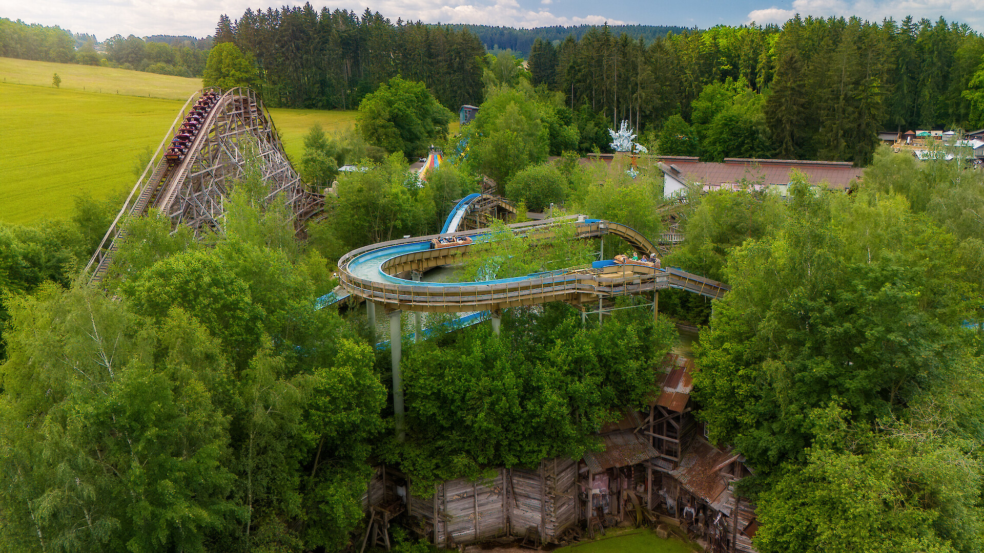 Water ride with ghost train