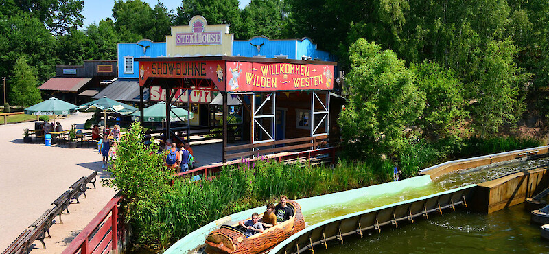 Water ride with ghost train